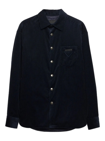  Prada Corduroy Patch-pocket Shirt - Blue 