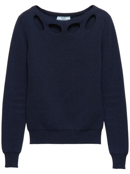  Prada Cotton Boat-neck Sweater - Blue 