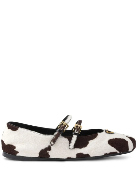  Prada Cow-print Ballet Flats - White 