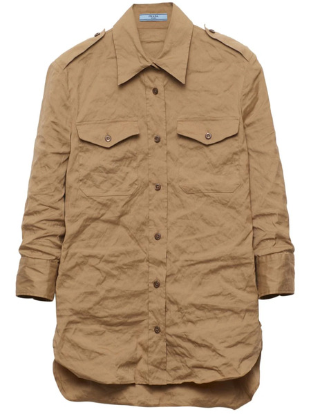  Prada Crinkled Poplin Shirt - Neutrals 