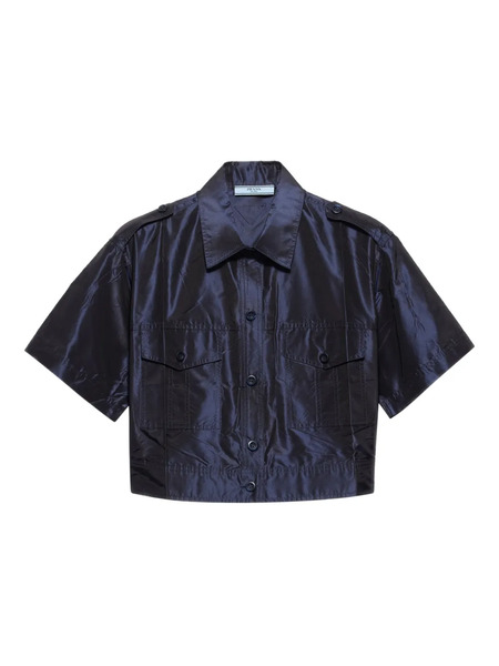  Prada Cropped Taffeta Shirt - Blue 