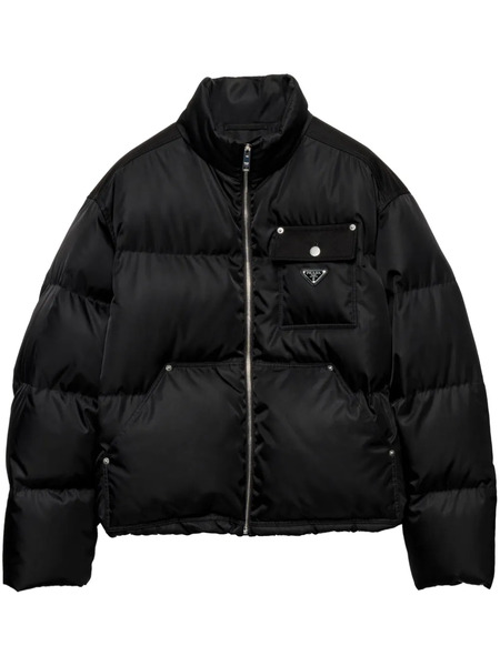  Prada Cropped Triangle-logo Padded Jacket - Black 