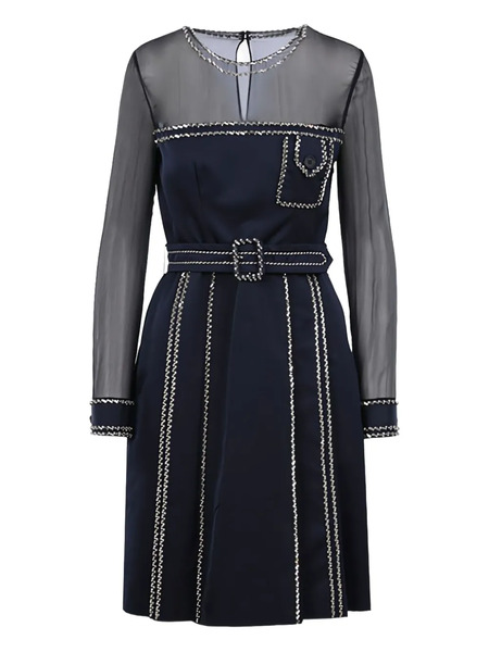  Prada Crystal-embellished Chiffon Minidress - Blue 