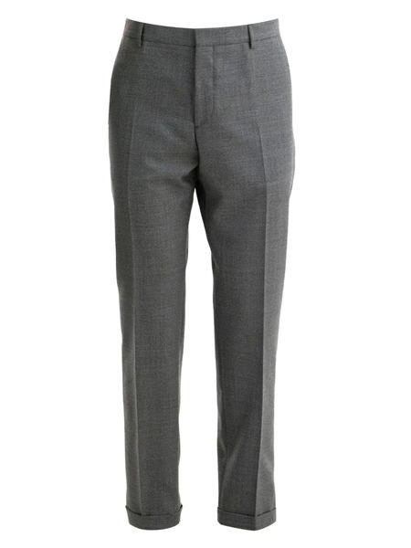  Prada Cuffed-hem Wool Trousers - Grey 