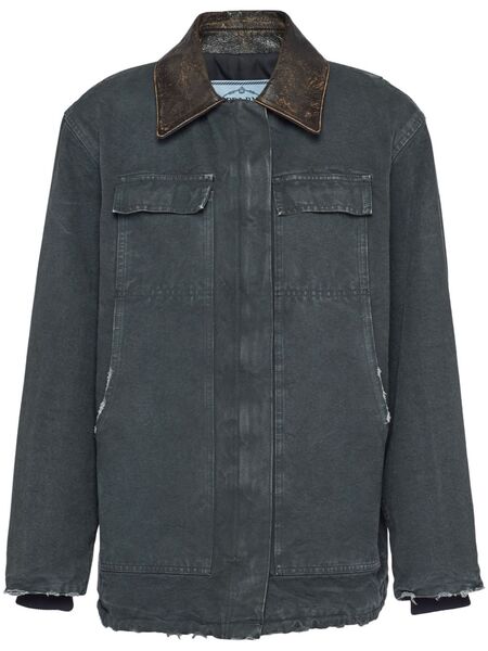  Prada Distressed Canvas Jacket - Grey 