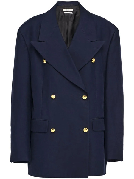  Prada Double-breasted Cotton Blazer - Blue 