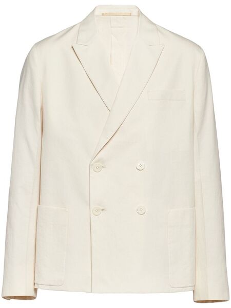  Prada Double-breasted Cotton Jacket - Neutrals 