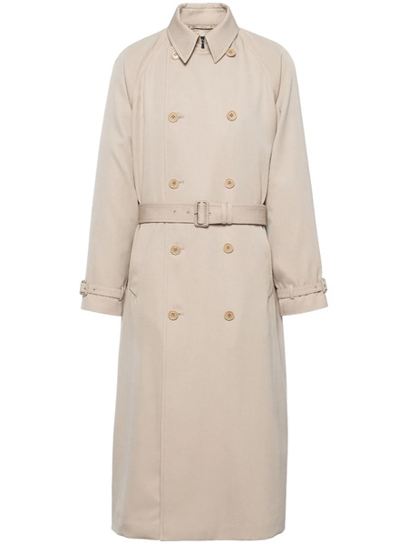  Prada Double-breasted Wool Trench Coat - Neutrals 