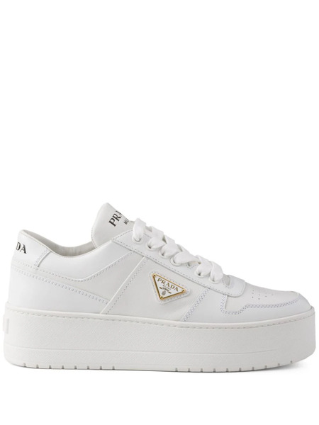  Prada Downtown Bold Leather Sneakers - White 