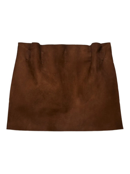  Prada Elasticated-waistband Suede Mini Skirt - Brown 