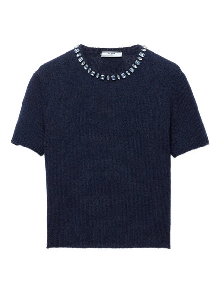  Prada Embellishment Ribbed Top - Blue 