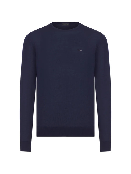  Prada Embroidered Fine-knit Sweater - Blue 