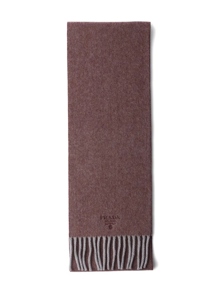 Prada Embroidered-logo Fringe Scarf 