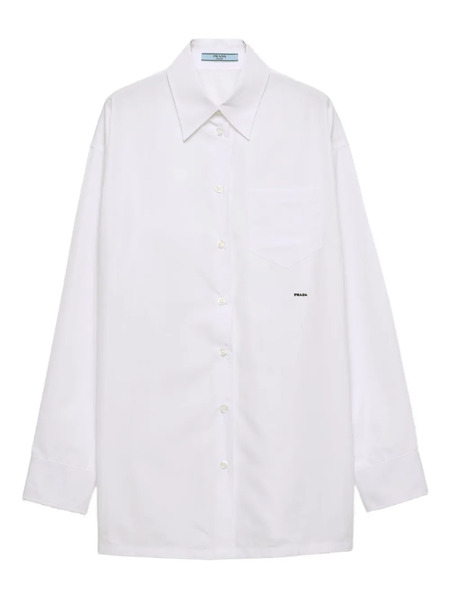  Prada Embroidered Patch-pocket Shirt - White 