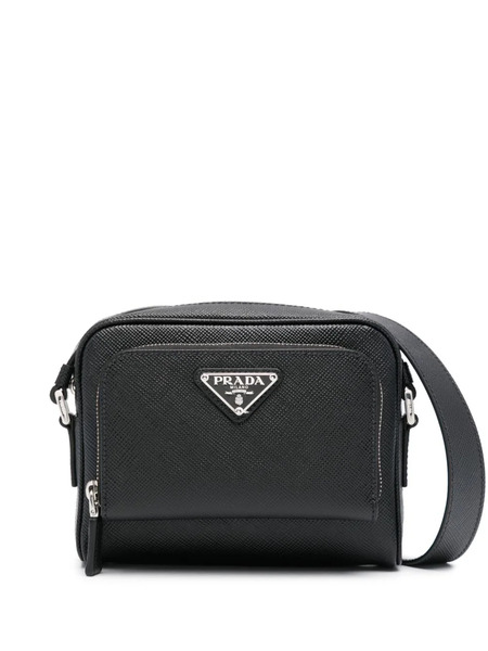  Prada Enamel-logo Messenger Bag - Black 
