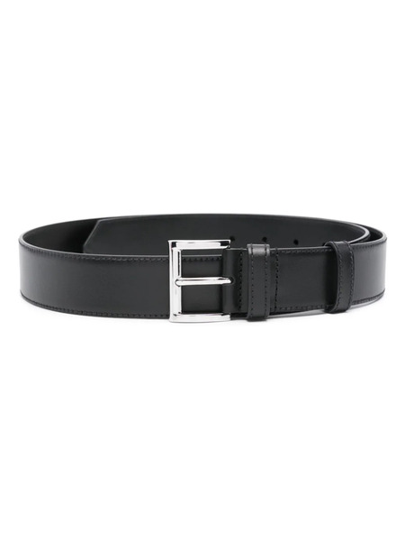  Prada Enamel-triangle-logo Leather Belt - Black 