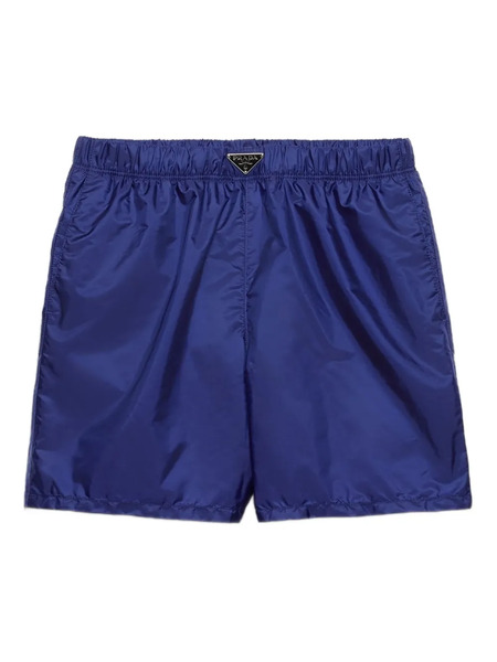  Prada Enamel Triangle-logo Swim Shorts - Blue 