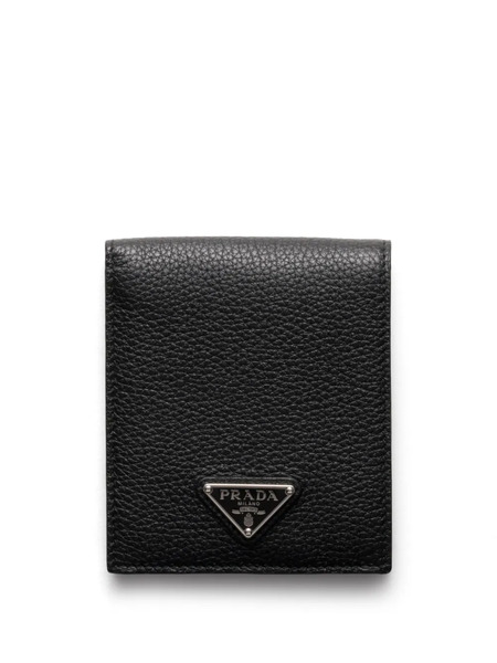  Prada Enamel Triangle-logo Wallet - Black 