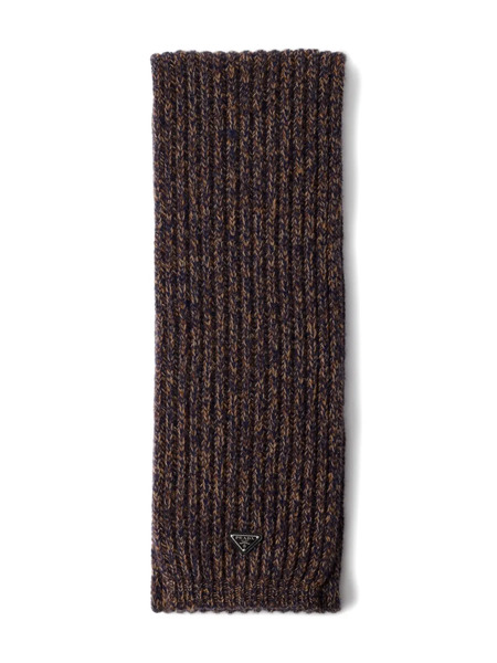  Prada Enamelled Triangle Rib Knit Scarf - Brown 