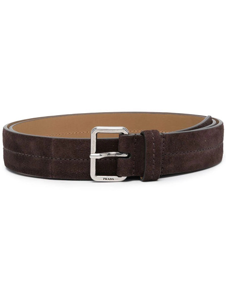  Prada Engraved-buckel Detail Belt - Brown 