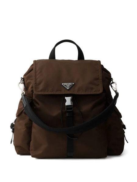  Prada Explore Re-nylon And Leather Backpack - Brown 