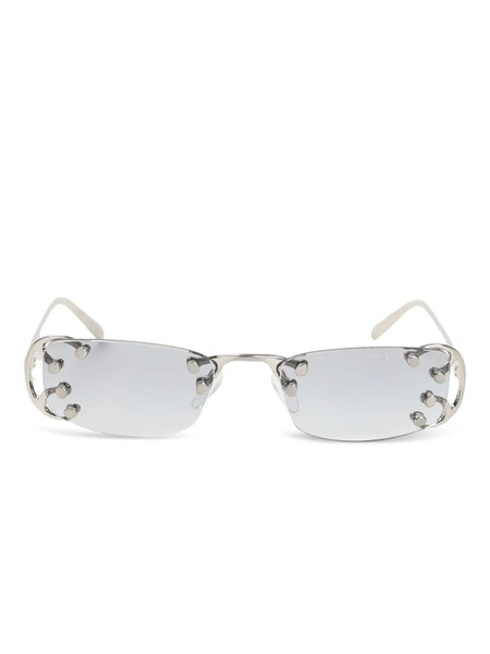  Prada Eyewear Studded Rectangle Sunglasses - Silver 