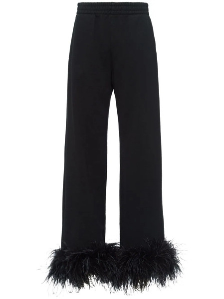  Prada Feather-trim Fleece Track Pants - Black 