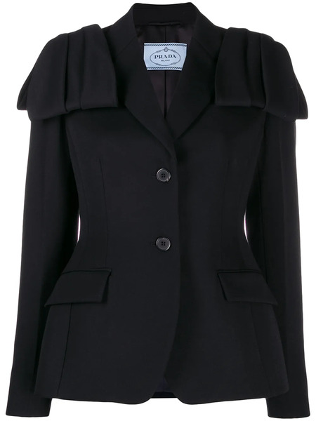  Prada Flap Detail Blazer Jacket - Black 