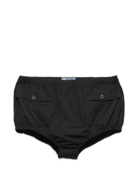  Prada Flapped-patch Poplin Shorts - Black 