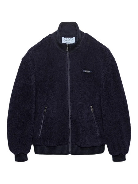  Prada Fleece Logo-detail Jacket - Blue 