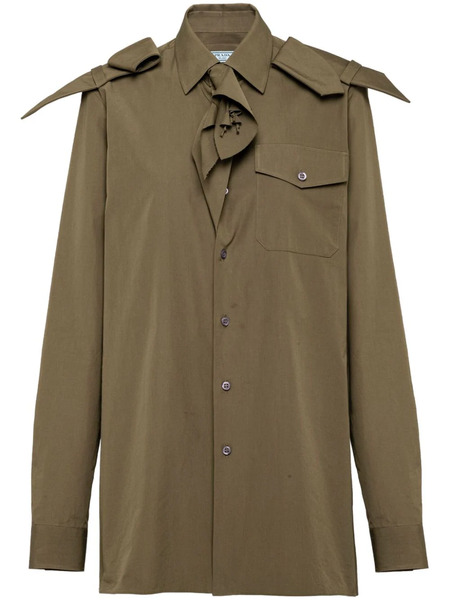  Prada Floral-embellished Poplin Shirt - Green 