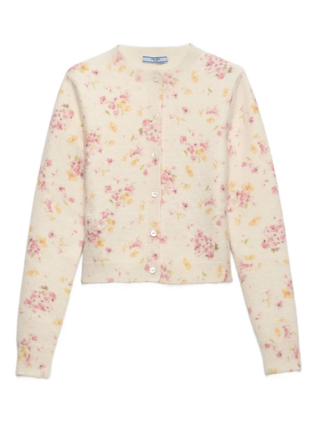  Prada Floral-pattern Cardigan - Neutrals 