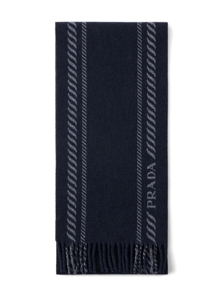  Prada Fringe-detail Scarf - Blue 