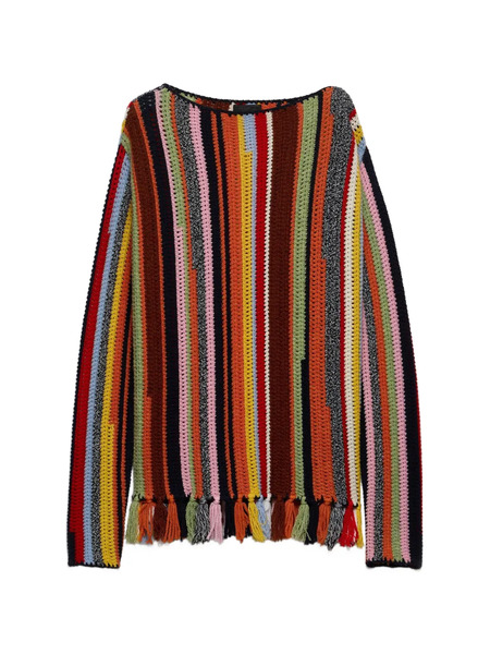  Prada Fringed Boat-neck Sweater - Orange 
