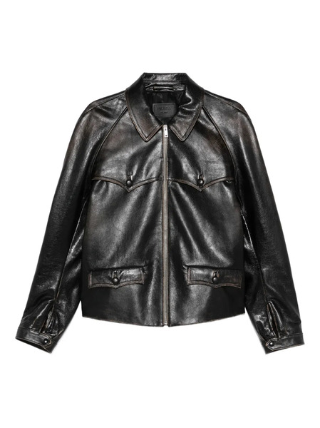  Prada Front-pocket Leather Jacket - Black 