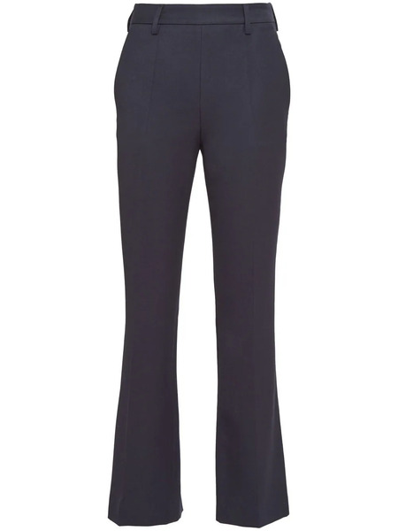  Prada Gabardine Wool Flared Trousers - Blue 