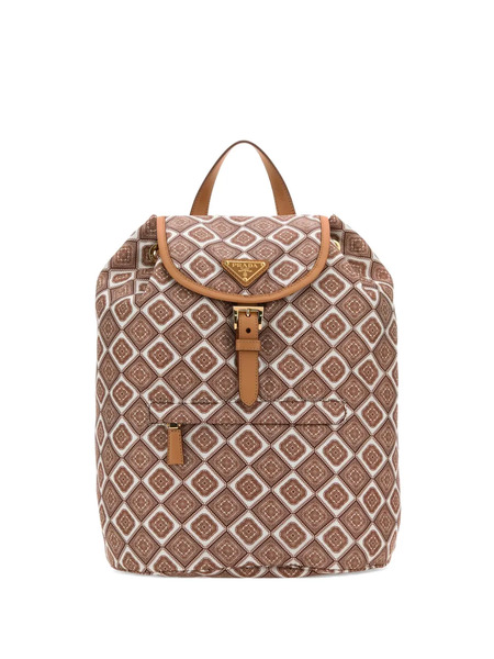 Prada Geometric-pattern Backpack - Brown 