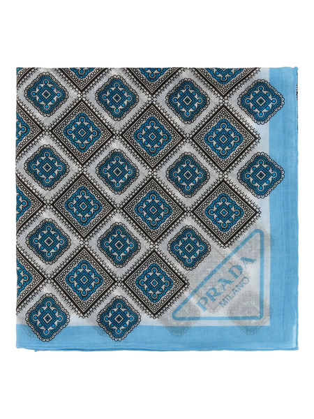  Prada Geometric-pattern Cotton Foulard - Blue 