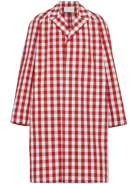  Prada Gingham-check Cotton Coat - White 