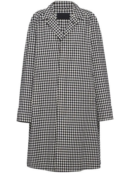 Prada Gingham-check Cotton Coat - White 