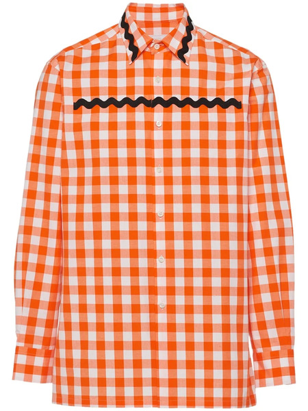  Prada Gingham-check Cotton Shirt - Orange 