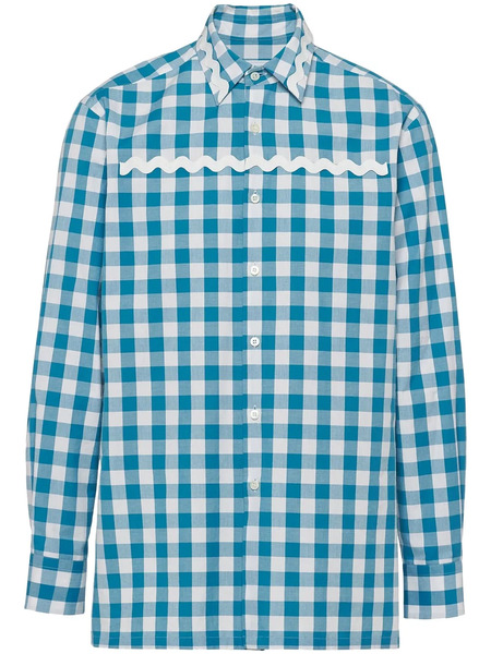  Prada Gingham-check Cotton Shirt - White 