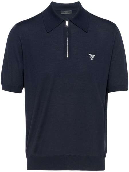  Prada Half-zip Wool Polo Shirt - Blue 