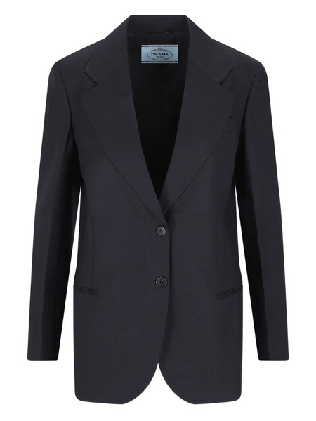  Prada Herringbone Single-breasted Blazer - Blue 
