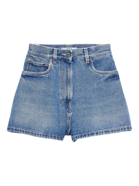  Prada High-rise Five-pocket Denim Shorts - Blue 