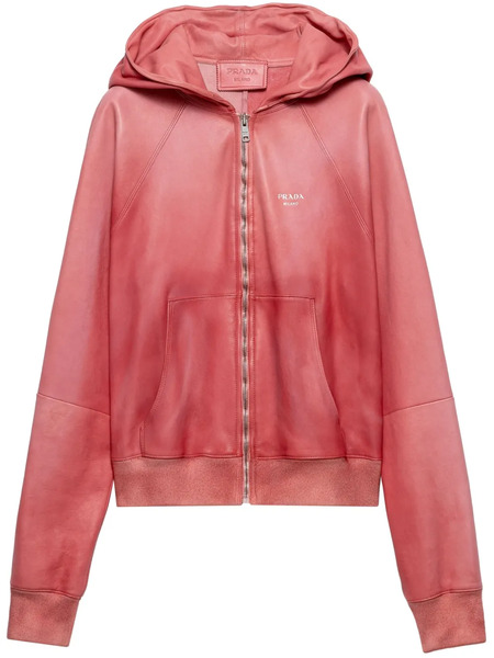  Prada Hooded Leather Jacket - Pink 