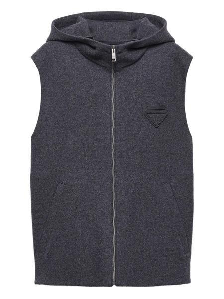  Prada Hooded Zip Vest - Grey 