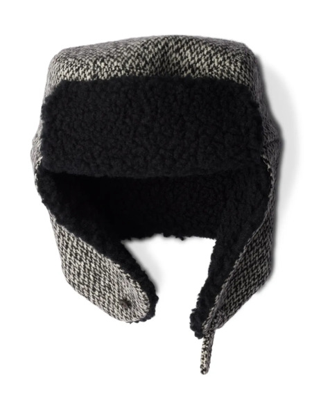  Prada Houndstooth Fleece-trapper Hat - Black 