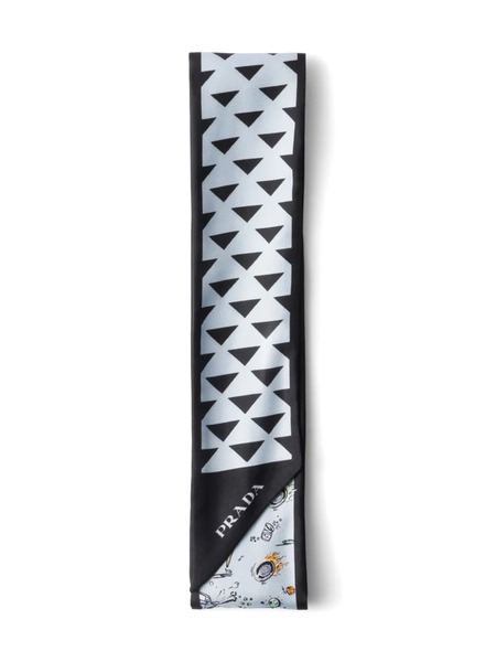  Prada Illustration-print Silk Scarf - Blue 
