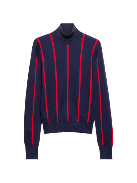  Prada Intarsia Striped Sweater - Blue 